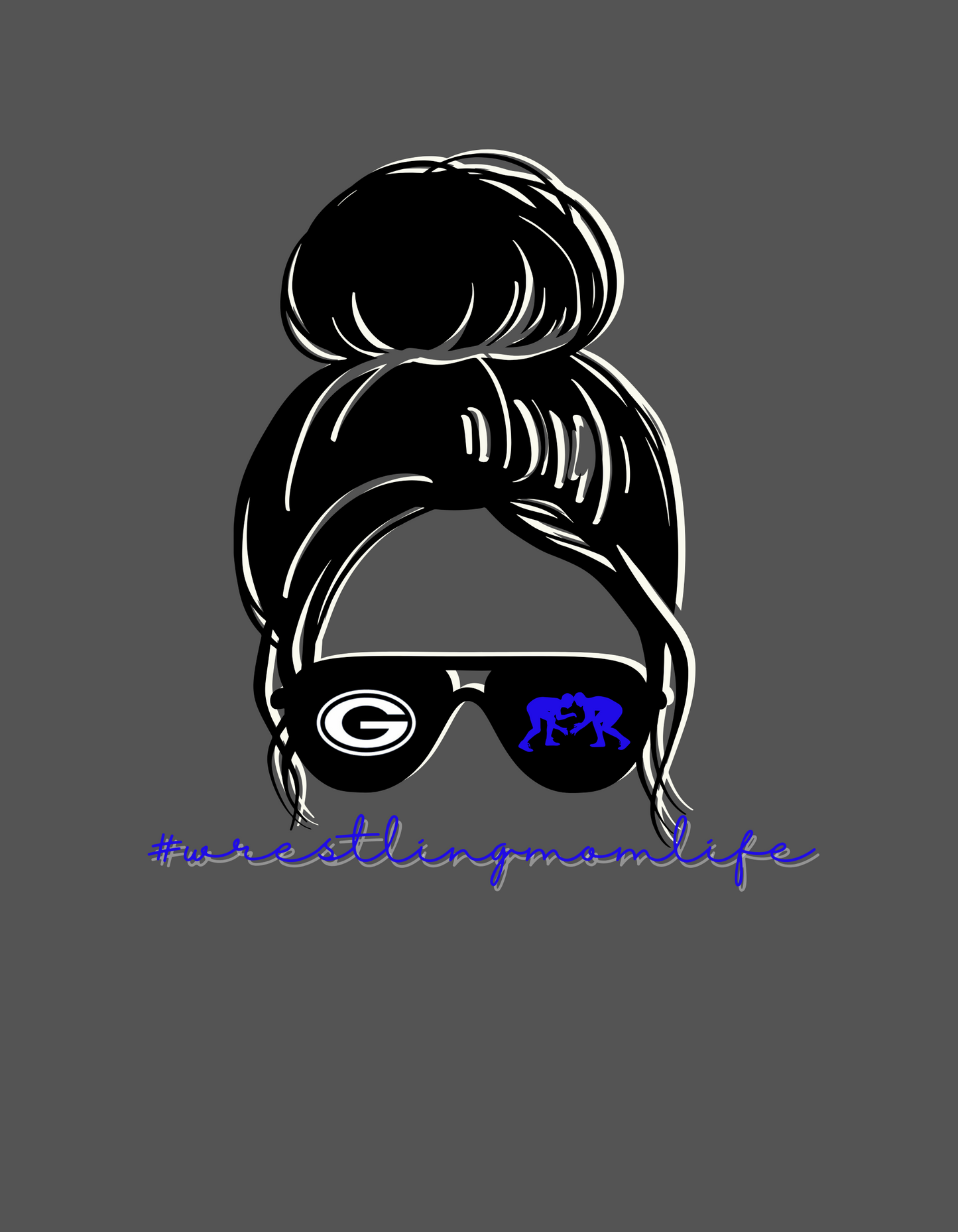 Guthrie Wrestling Mom Life Tshirt, messy bun wrestling mom tee