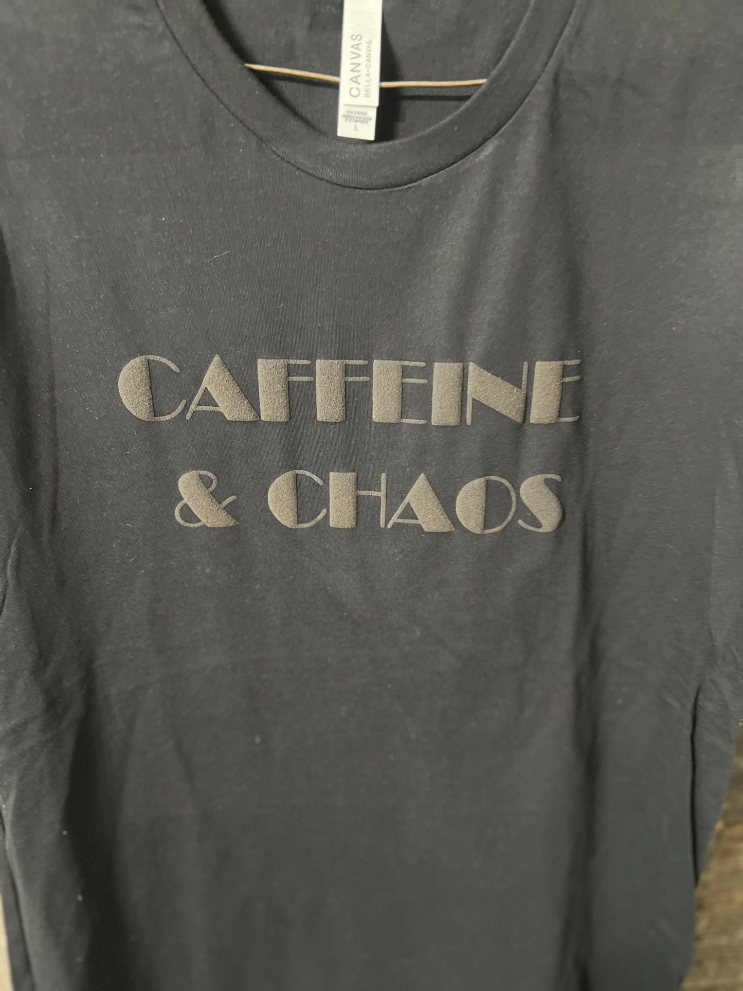 Caffeine and Chaos tshirt with matching I’m the Chaos onesie set