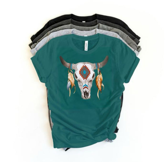 Native Cow Skull Tshirt