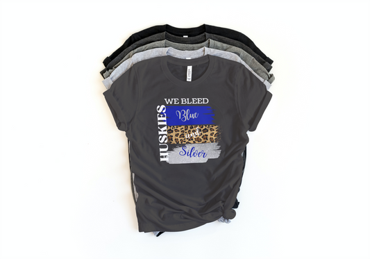 Huskies we Bleed Blue &Silver tshirt